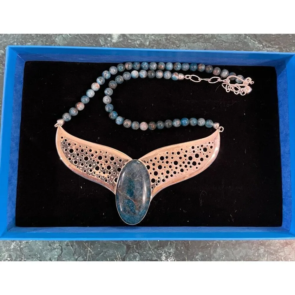 Jay King Mine Finds Sterling Silver Apatite Necklace – Statement Pendant